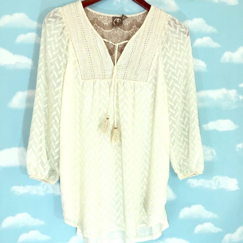 Ivory One September small attylie boho peasant top